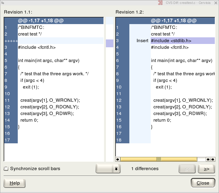 Cervisia diff screenshot